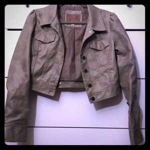 Miss London Cropped leather jacket